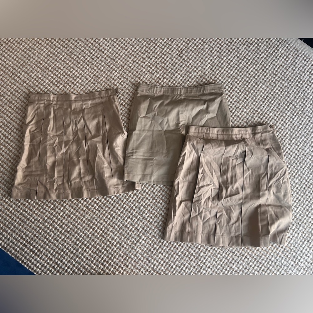 Lands End school uniform bundle: of Three Tan Skirts NWOT